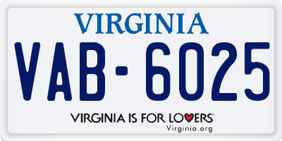 VA license plate VAB6025