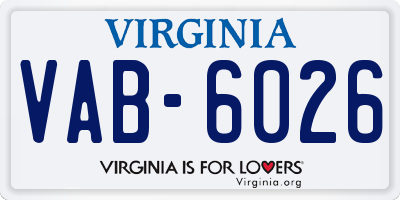 VA license plate VAB6026