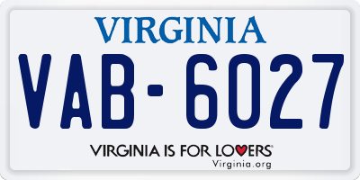 VA license plate VAB6027