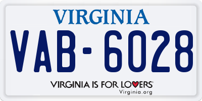 VA license plate VAB6028