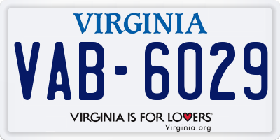 VA license plate VAB6029