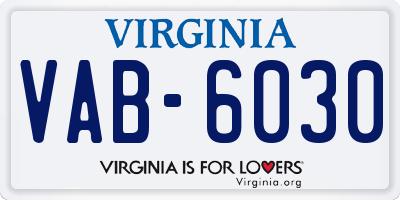 VA license plate VAB6030