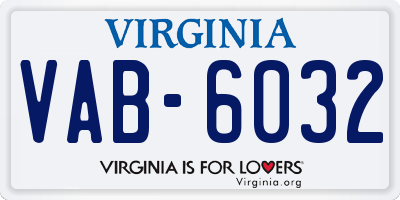 VA license plate VAB6032