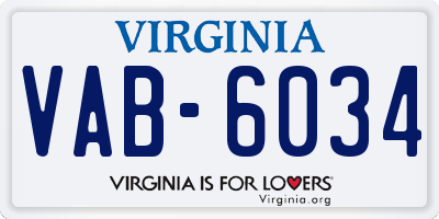 VA license plate VAB6034