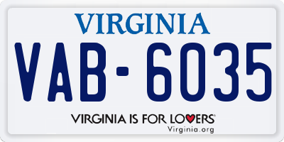 VA license plate VAB6035