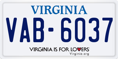 VA license plate VAB6037