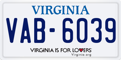 VA license plate VAB6039