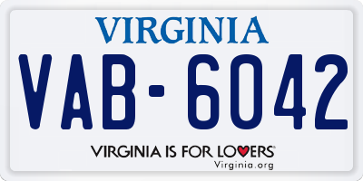 VA license plate VAB6042