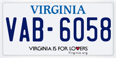 VA license plate VAB6058