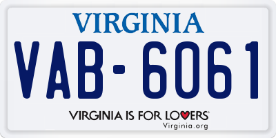 VA license plate VAB6061