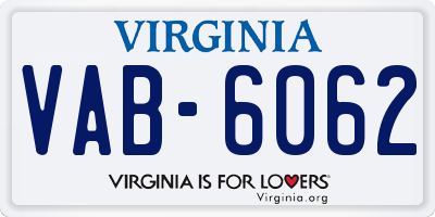 VA license plate VAB6062