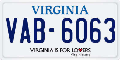 VA license plate VAB6063