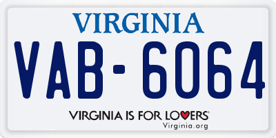 VA license plate VAB6064