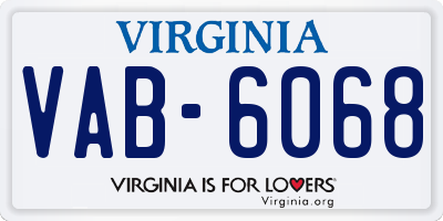 VA license plate VAB6068