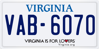 VA license plate VAB6070