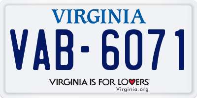 VA license plate VAB6071