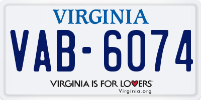 VA license plate VAB6074