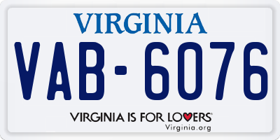 VA license plate VAB6076