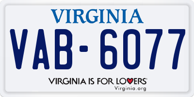 VA license plate VAB6077