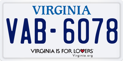 VA license plate VAB6078