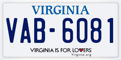 VA license plate VAB6081