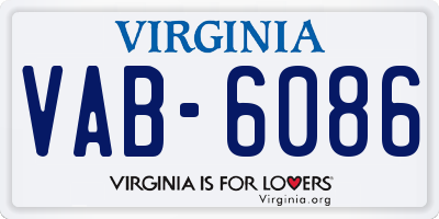 VA license plate VAB6086