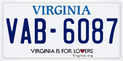 VA license plate VAB6087