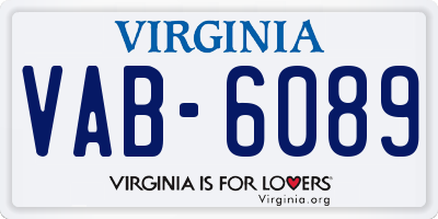 VA license plate VAB6089