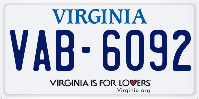 VA license plate VAB6092