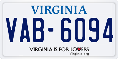 VA license plate VAB6094