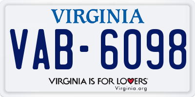 VA license plate VAB6098