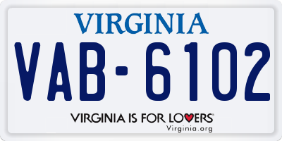 VA license plate VAB6102