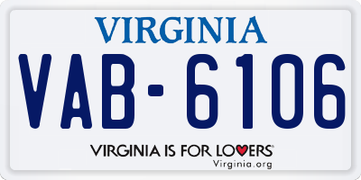 VA license plate VAB6106