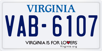 VA license plate VAB6107