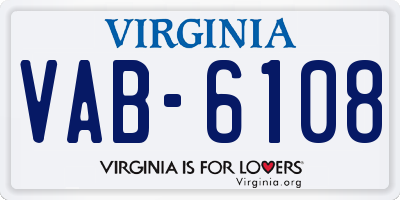 VA license plate VAB6108