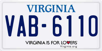 VA license plate VAB6110