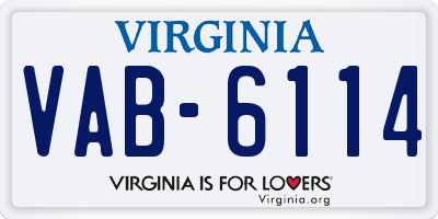 VA license plate VAB6114