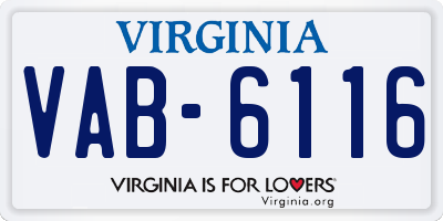 VA license plate VAB6116