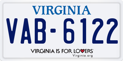 VA license plate VAB6122