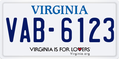 VA license plate VAB6123