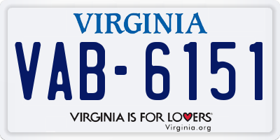 VA license plate VAB6151