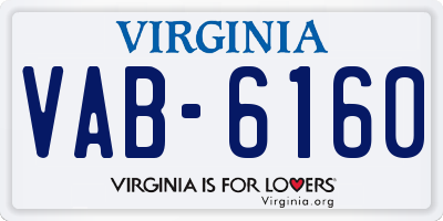 VA license plate VAB6160