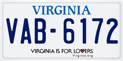 VA license plate VAB6172