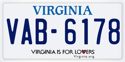 VA license plate VAB6178