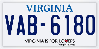 VA license plate VAB6180