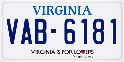 VA license plate VAB6181