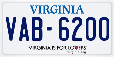 VA license plate VAB6200