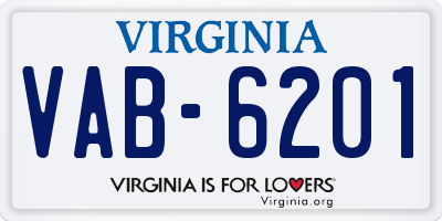 VA license plate VAB6201