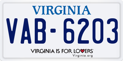 VA license plate VAB6203