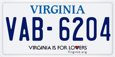 VA license plate VAB6204